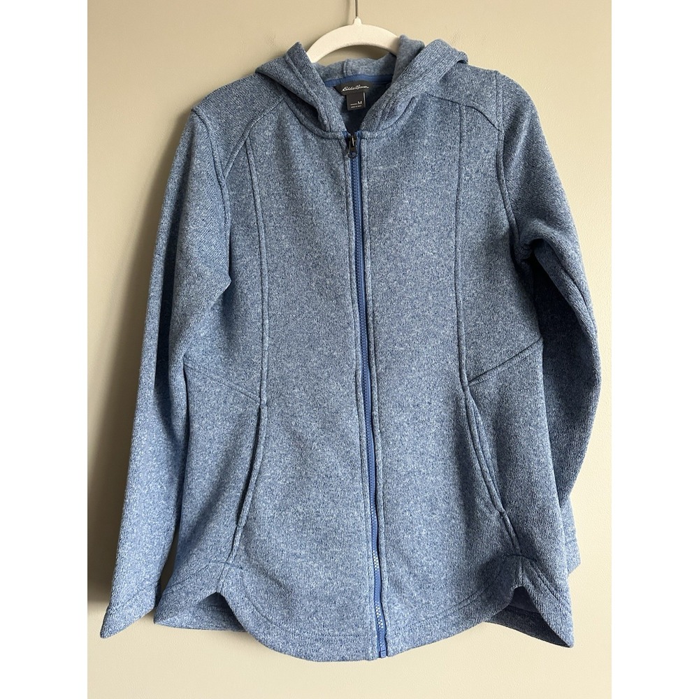 EDDIE BAUER Blue Full Zip Hooded Fleece Line; Size Medium